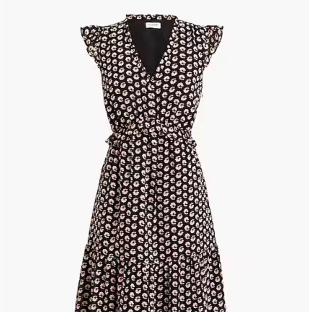 J. Crew Black and White Floral Midi Dress